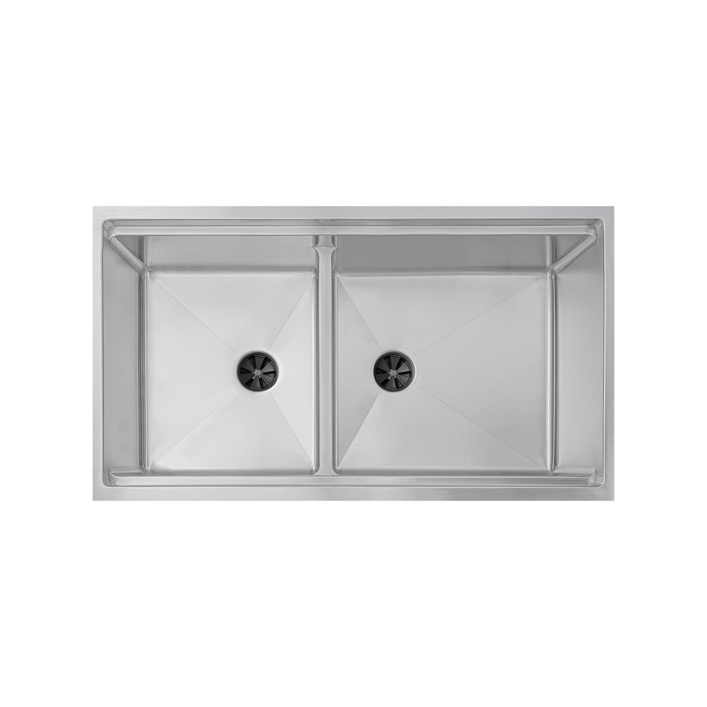 34" Undermount Workstation Sink – 16 Gauge Stainless Steel Double Bowl – Reversible – Seamless Drain (5LD34C)