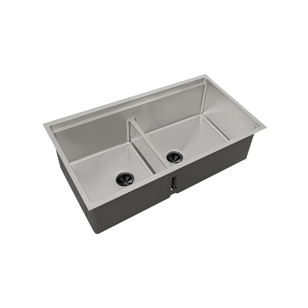 34" Undermount Workstation Sink – 16 Gauge Stainless Steel Double Bowl – Reversible – Seamless Drain (5LD34C)