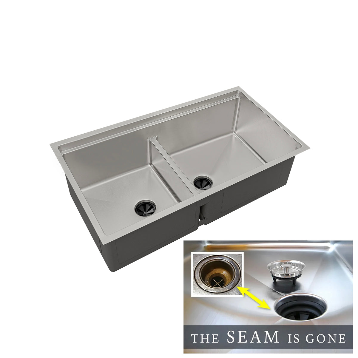 34" Undermount Workstation Sink – 16 Gauge Stainless Steel Double Bowl – Reversible – Seamless Drain (5LD34C)