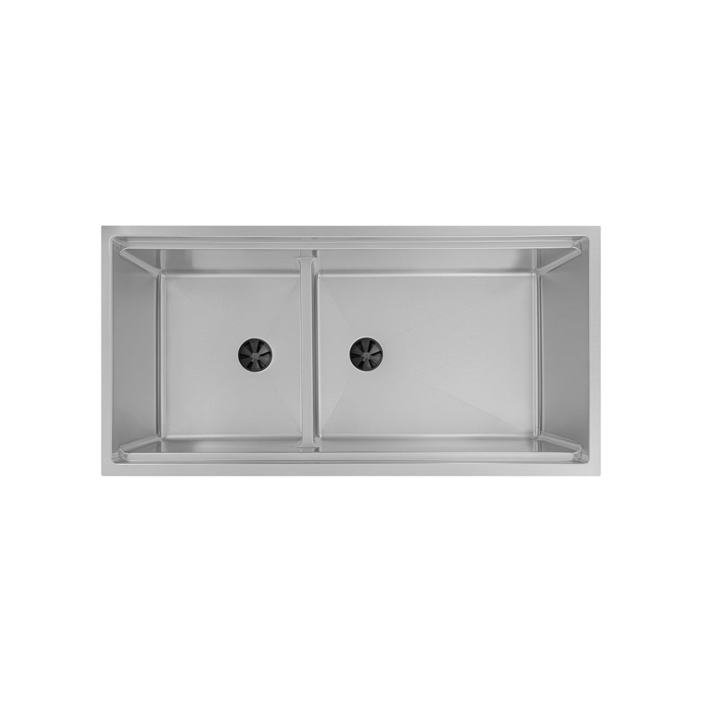 39" Undermount Workstation Sink – 16 Gauge Stainless Steel Double Bowl – Reversible – Seamless Drain (5LD39C)