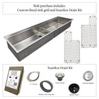 74" Undermount Workstation Sink – 16 Gauge Stainless Steel Double Bowl – Seamless Drain (5LD74)