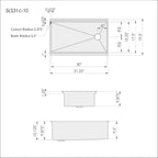 31" Workstation Kitchen Sink - 10" Depth - Single Bowl - Offset Drain - Reversible (5LS31C-10)