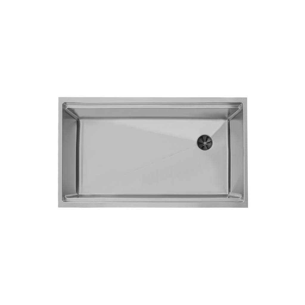 33" Undermount Workstation Sink – 16 Gauge Stainless Steel Single Bowl – Offset Drain Right – Seamless Drain (5LS33R)