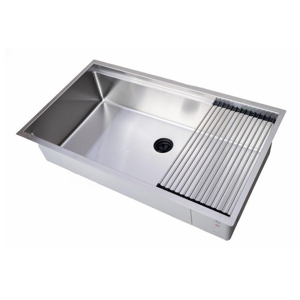 Stainless steel bars in a kitcchen sink 33"