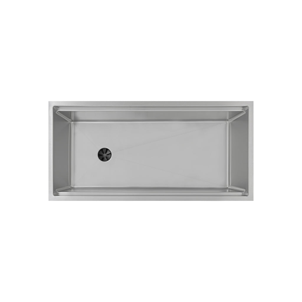 40" Undermount Workstation Sink – 16 Gauge Stainless Steel Single Bowl – Reversible Offset Drain – Seamless Drain (5LS40c)