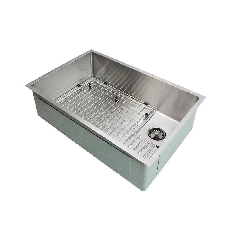 30" Stainless Steel Undermount Sink - Single Bowl - Offset Drain Right - 9" Depth (5S30R-9)
