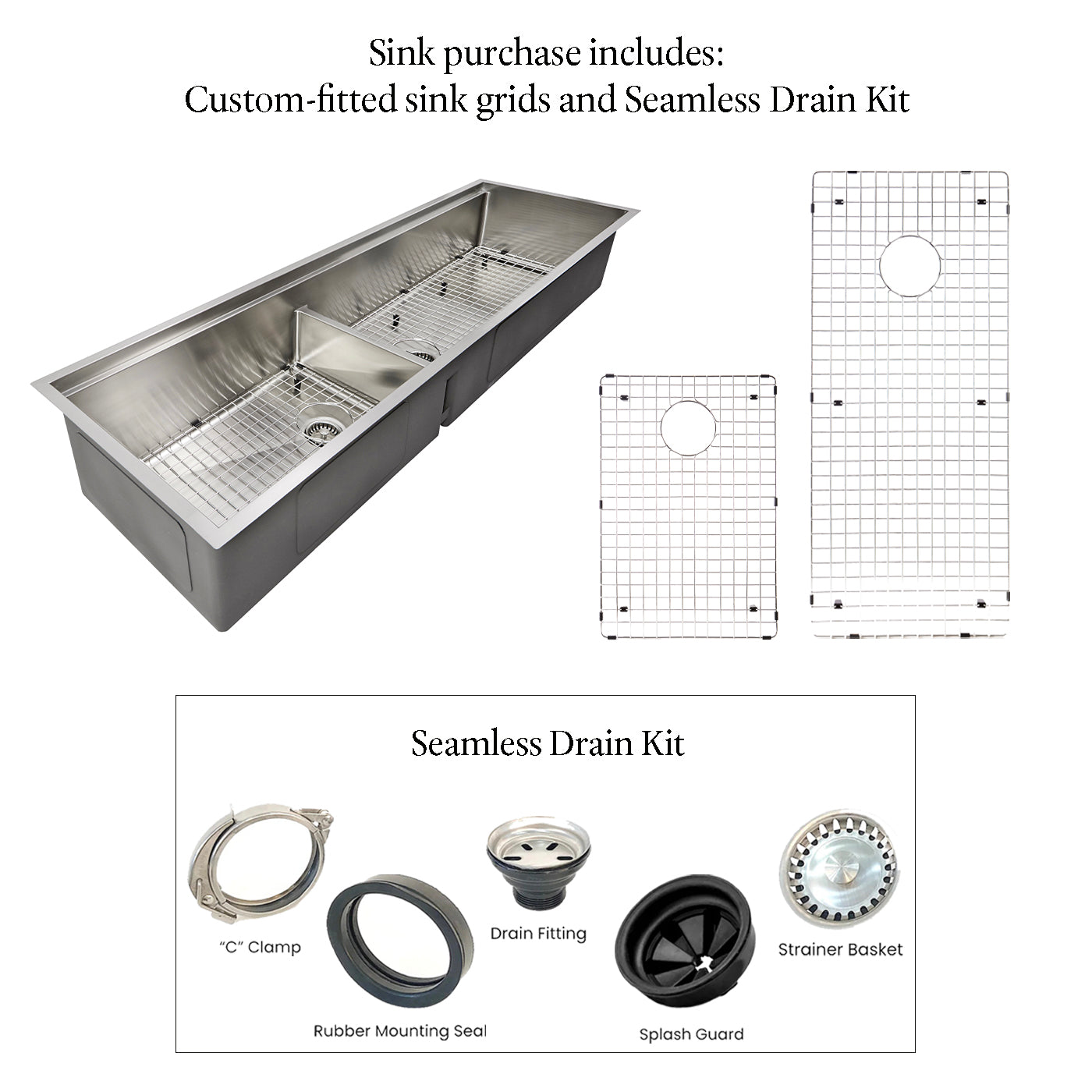 63" Large Workstation Kitchen Sink - Double Bowl - Reversible (5LD63c)