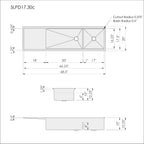 Schematic Dimension Drawing for Create Good Sinks' 5LPD17.30C Drainboard, double-bowl, workstation kitchen sink.