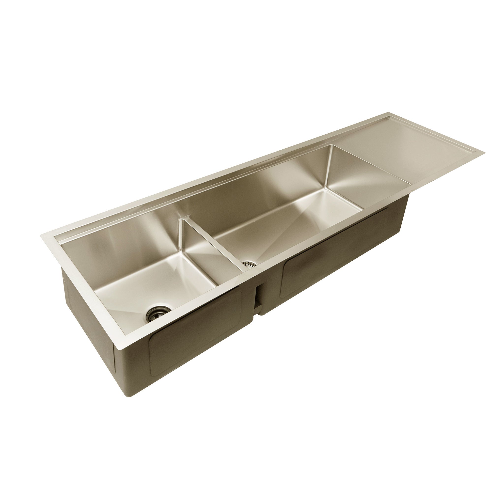 68 inch 16 gauge stainless steel undermount double basin sink with reversible drainboard and low divider