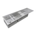 68 inch 16 gauge stainless steel undermount double basin sink with reversible drainboard and low divider