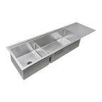 68 inch 16 gauge stainless steel undermount double basin sink with reversible drainboard and low divider