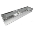 84-inch stainless steel apron front workstation sink with double bowls and offset drains, crafted from 16-gauge steel for durability.
