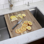 Workstation kitchen sink with edge grain cutting board