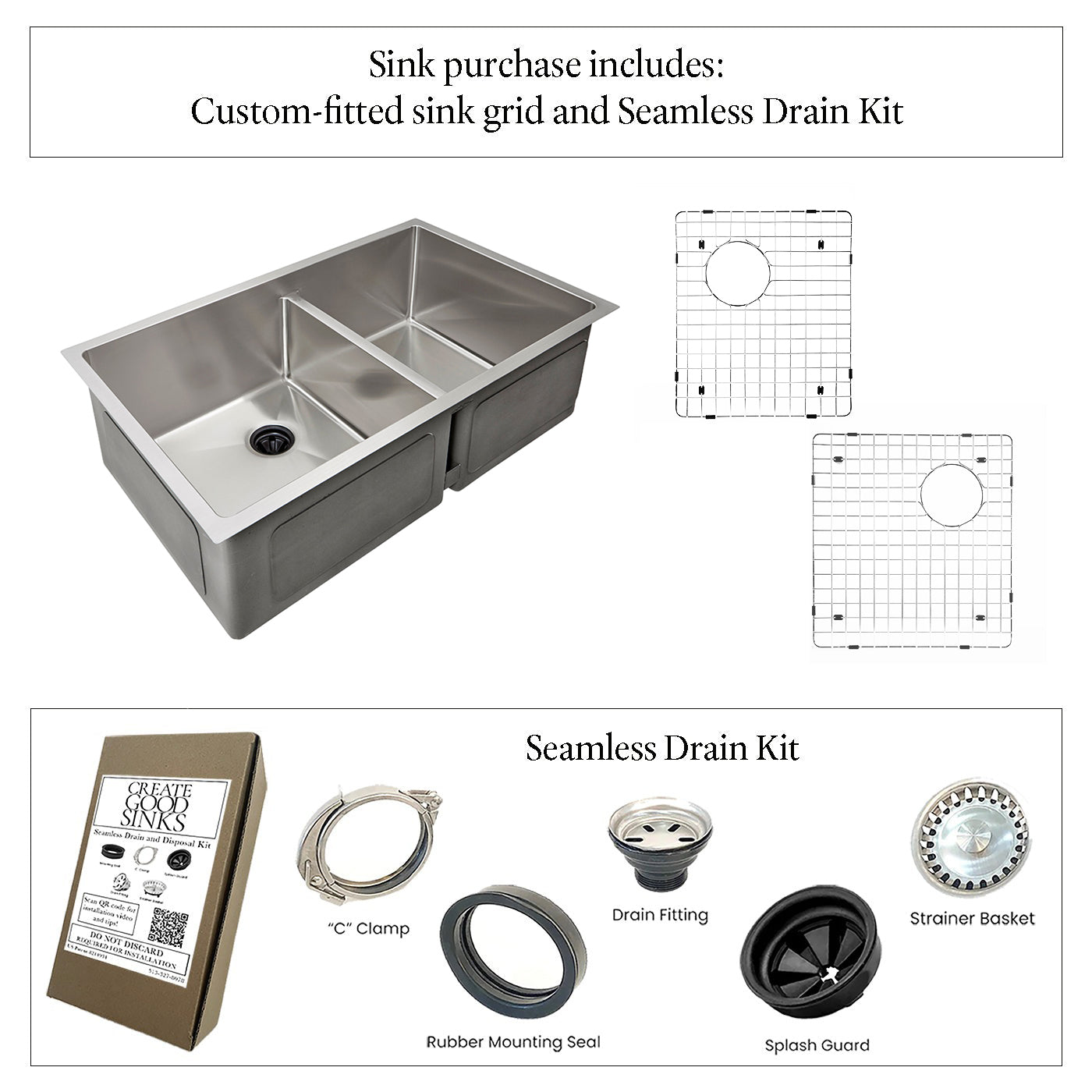 31" Stainless Steel Undermount Kitchen Sink - Double Bowl - Large Bowl Left (5D31-10)