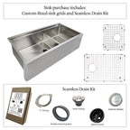 39" Undermount Apron Front Workstation Sink – 16 Gauge Stainless Steel Double Bowl – Large Bowl Left – Seamless Drain (5LAD39c)