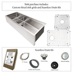 46" Undermount Apron Front Workstation Sink – 16 Gauge Stainless Steel Double Bowl – Large Bowl Right – Seamless Drain (5LAD46c)