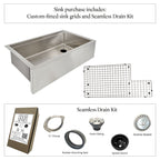 33" Undermount Apron Front Workstation Sink – 16 Gauge Stainless Steel Single Bowl – 8" Deep – Offset Drain Right – Seamless Drain (5LAS33R-8)