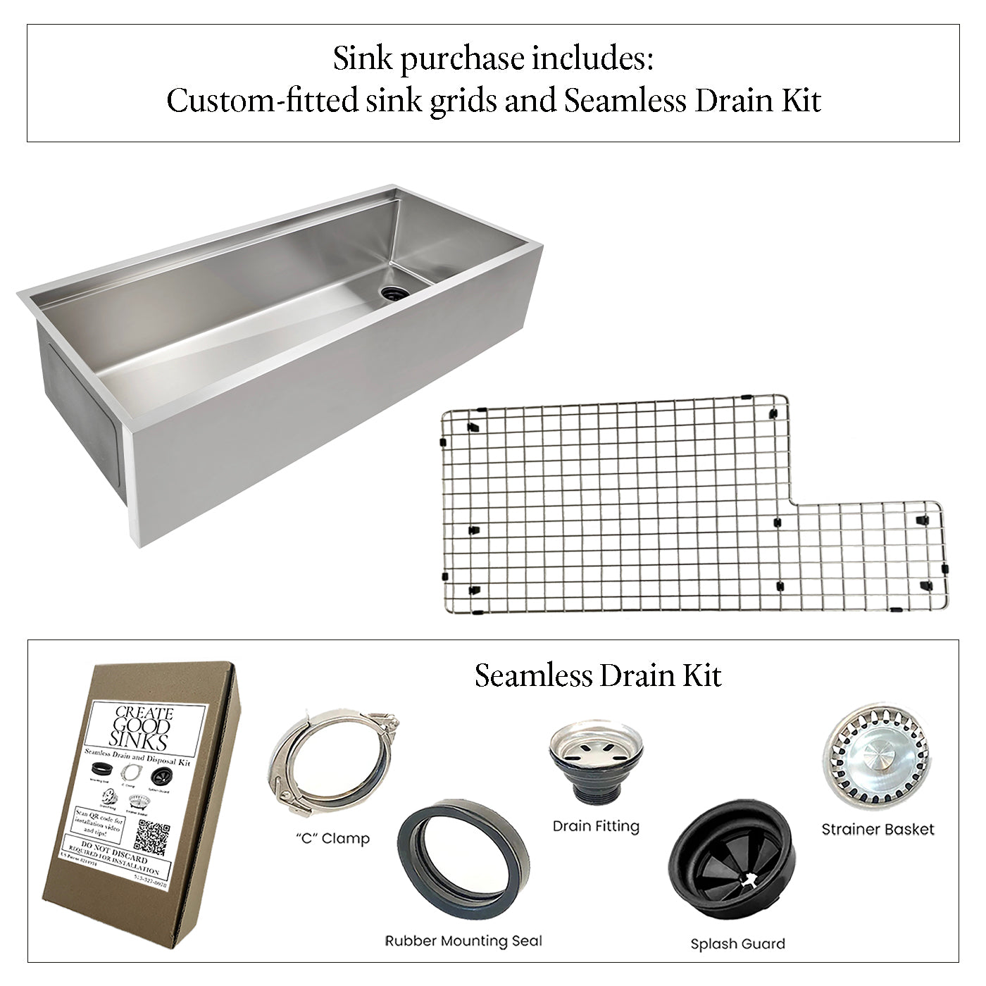 46" Stainless Steel Farmhouse Sink - Apron Front - Single Bowl - Offset Drain Right (5LAS46R)