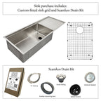47" Undermount Drainboard Workstation Sink – 16 Gauge Stainless Steel Single Bowl – 10" Deep – Reversible – Seamless Drain (5LPS27c-10)