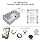 50" Undermount Drainboard Workstation Sink – 16 Gauge Stainless Steel Single Bowl – Reversible – Seamless Drain (5LPS30c)
