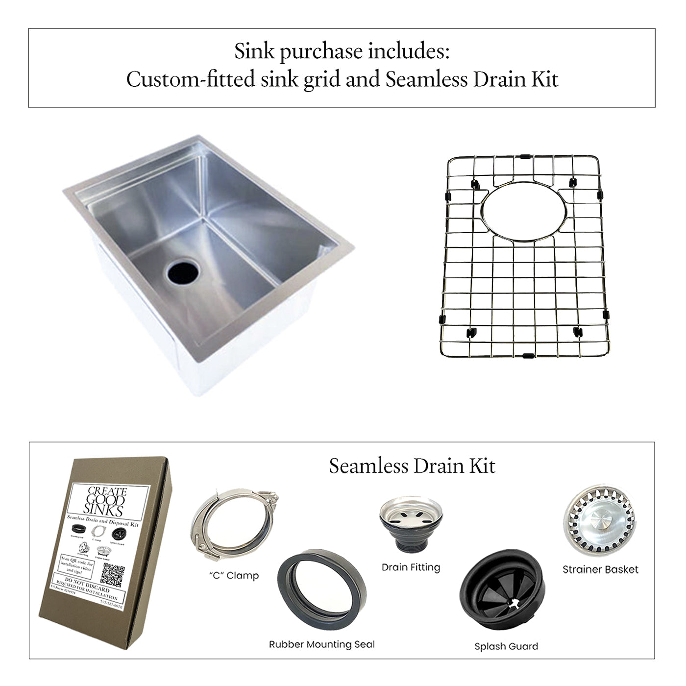 15" Workstation Bar Sink - Single Bowl - Prep Sink (5LS15)