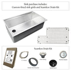 33" Undermount Workstation Sink – 16 Gauge Stainless Steel Single Bowl – Offset Drain Left – Seamless Drain (5LS33L)