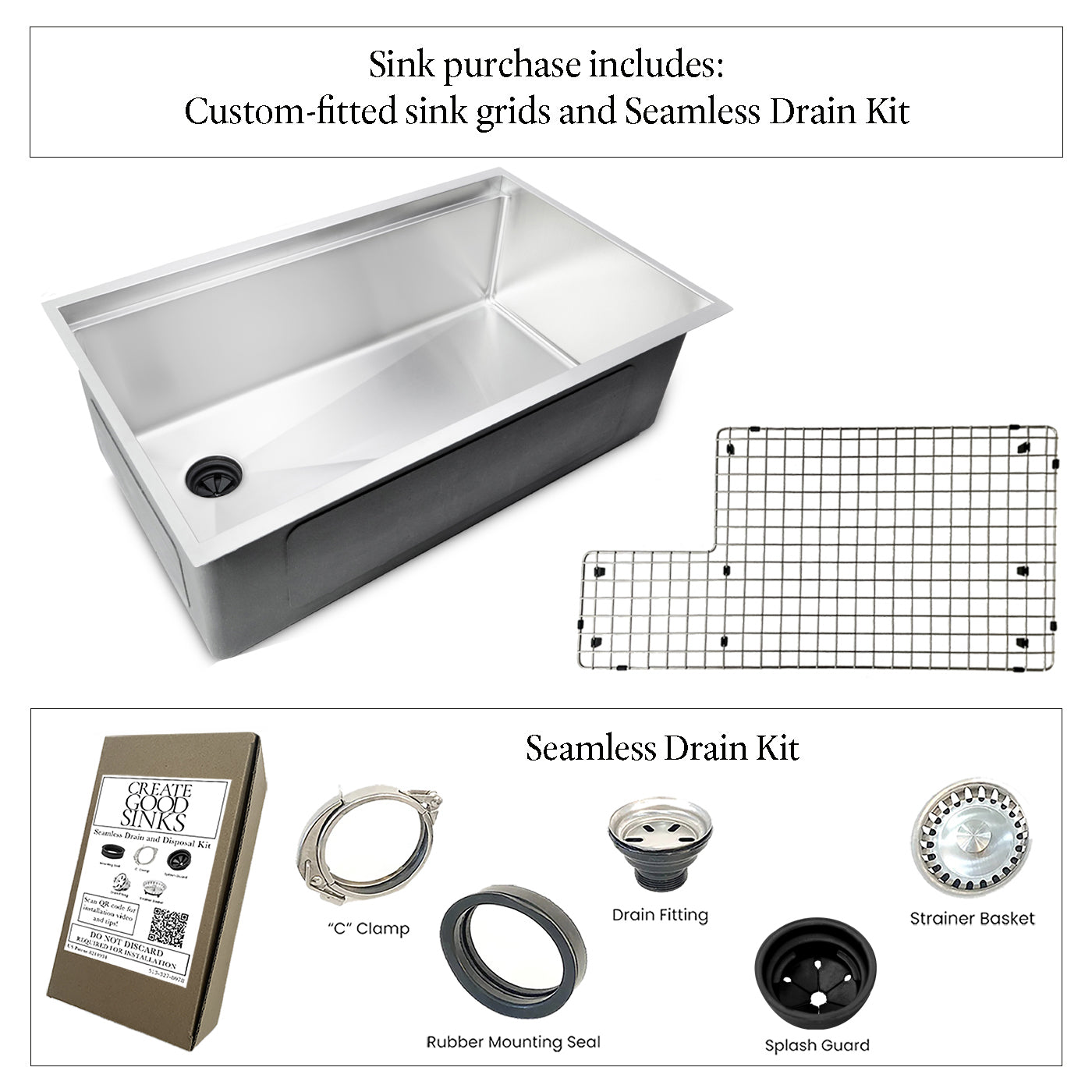 33" Undermount Workstation Sink – 16 Gauge Stainless Steel Single Bowl – Offset Drain Left – Seamless Drain (5LS33L)