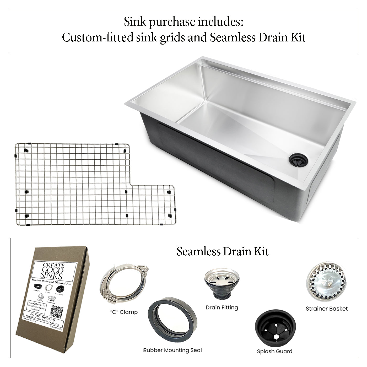 33" Undermount Workstation Sink – 16 Gauge Stainless Steel Single Bowl – Offset Drain Right – Seamless Drain (5LS33R)