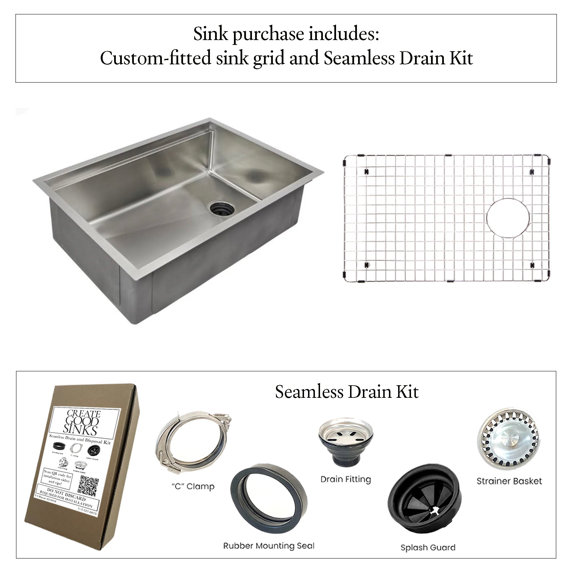 33" Workstation Kitchen Sink - 10" Depth - Single Bowl - Reversible (5LS33c-10)