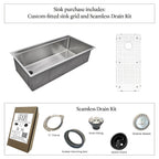 37" Undermount Workstation Sink – 16 Gauge Stainless Steel Single Bowl – 10" Deep – Reversible – Seamless Drain (5LS37c-10)