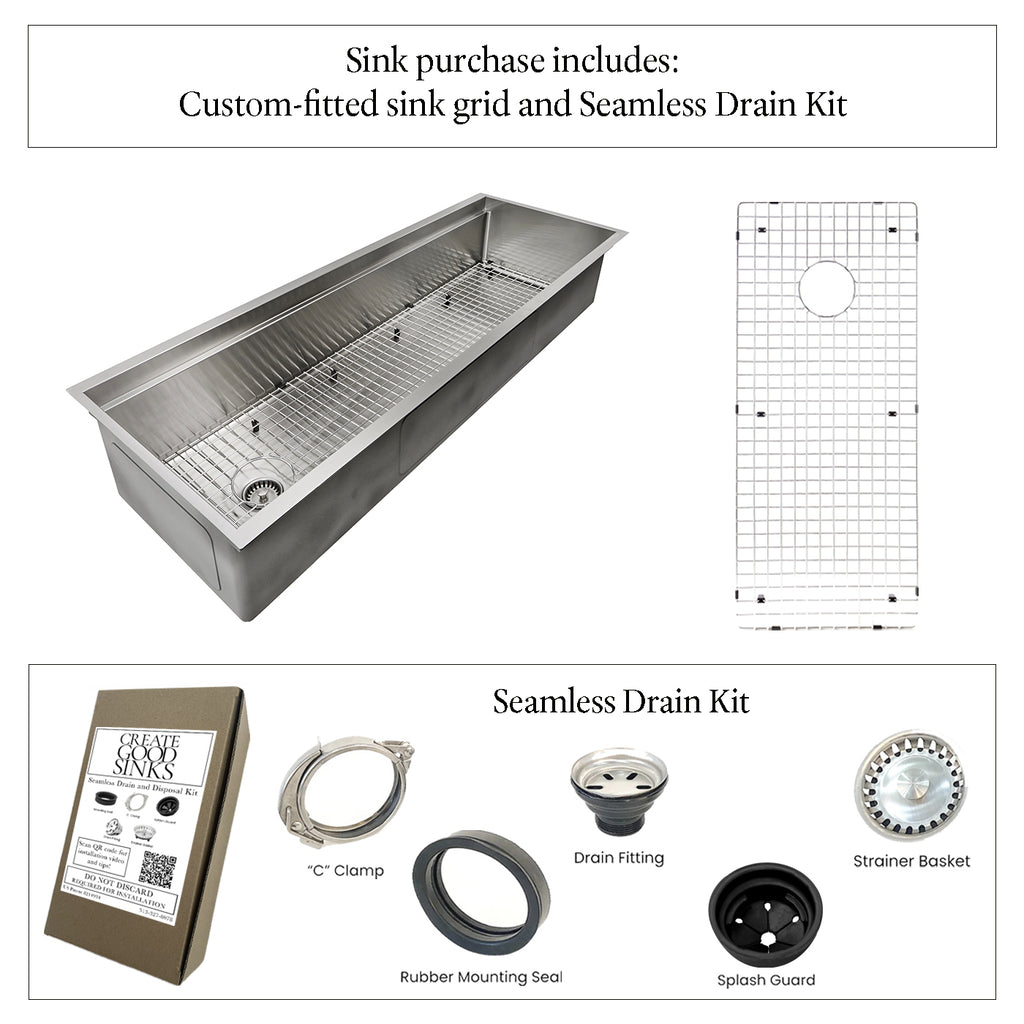 46" Undermount Workstation Sink – 16 Gauge Stainless Steel Single Bowl – Reversible Offset Drain – Seamless Drain (5LS46c)