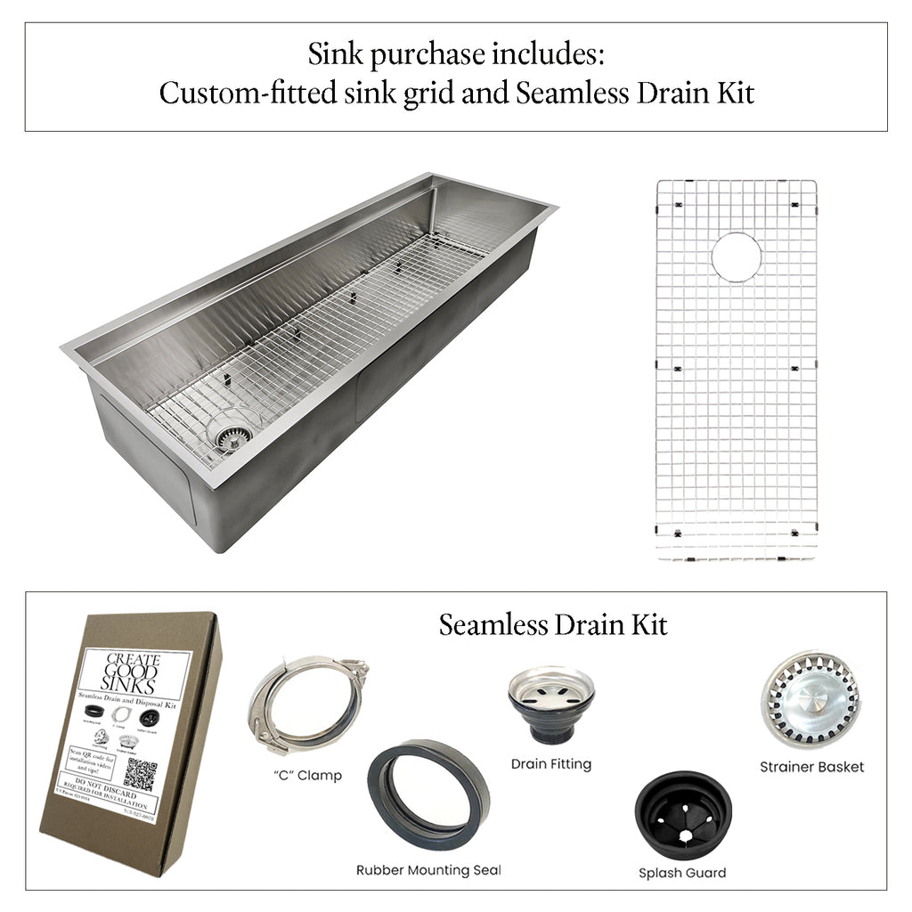56" Undermount Workstation Sink – 16 Gauge Stainless Steel Single Bowl – Reversible Offset Drain – Seamless Drain (5LS56c)
