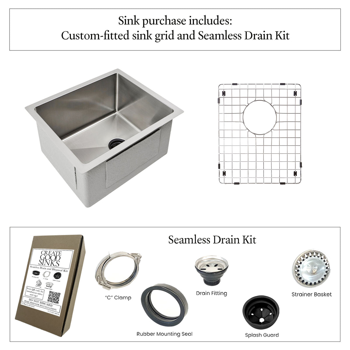 14" Stainless Steel Undermount Bar Sink - Classic Single Bowl - 9" Depth (5S14-9)