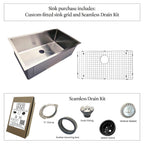 31" Stainless Steel Undermount Kitchen Sink - Single Bowl - Center Drain (5S31b-10)