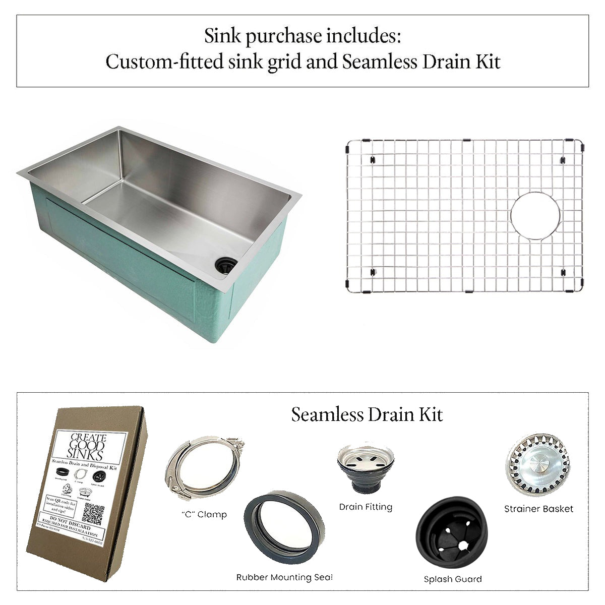 31" Stainless Steel Undermount Kitchen Sink - Single Bowl - 10" Depth - Offset Reversible Drain (5S31c-10)