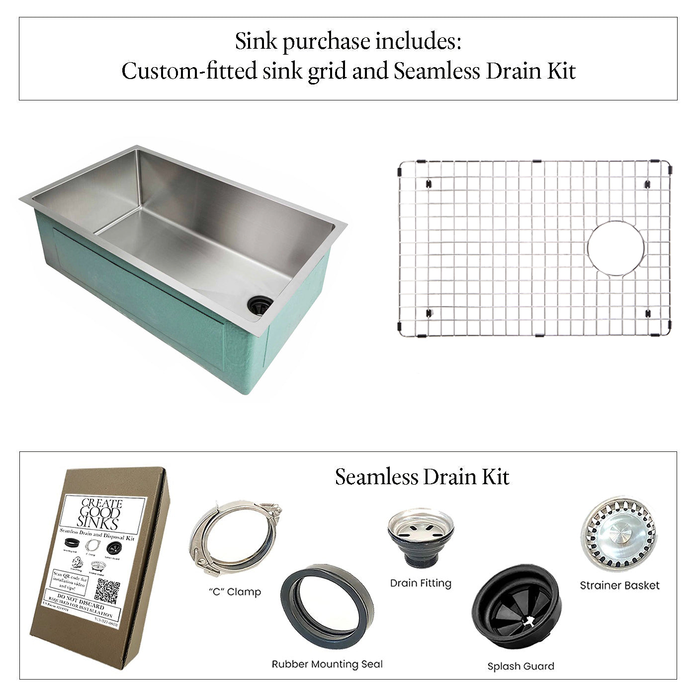31" Stainless Steel Undermount Kitchen Sink - Single Bowl - 10" Depth - Offset Reversible Drain (5S31c-10)