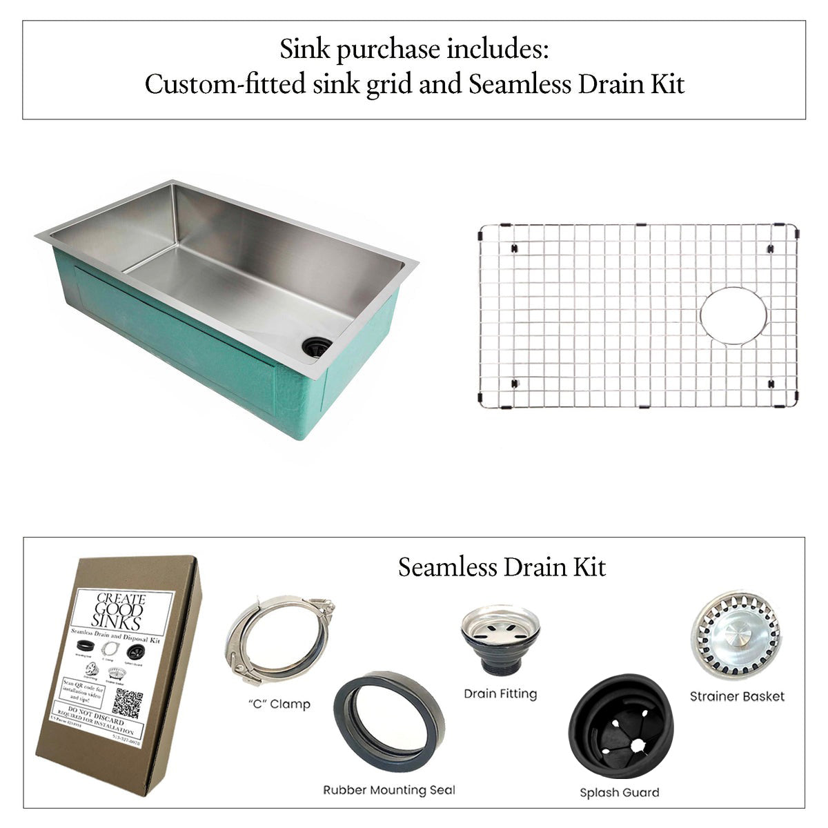 31" Stainless Steel Undermount Kitchen Sink - Single Bowl - 8" Depth - Offset Reversible Drain (5S31c-8)