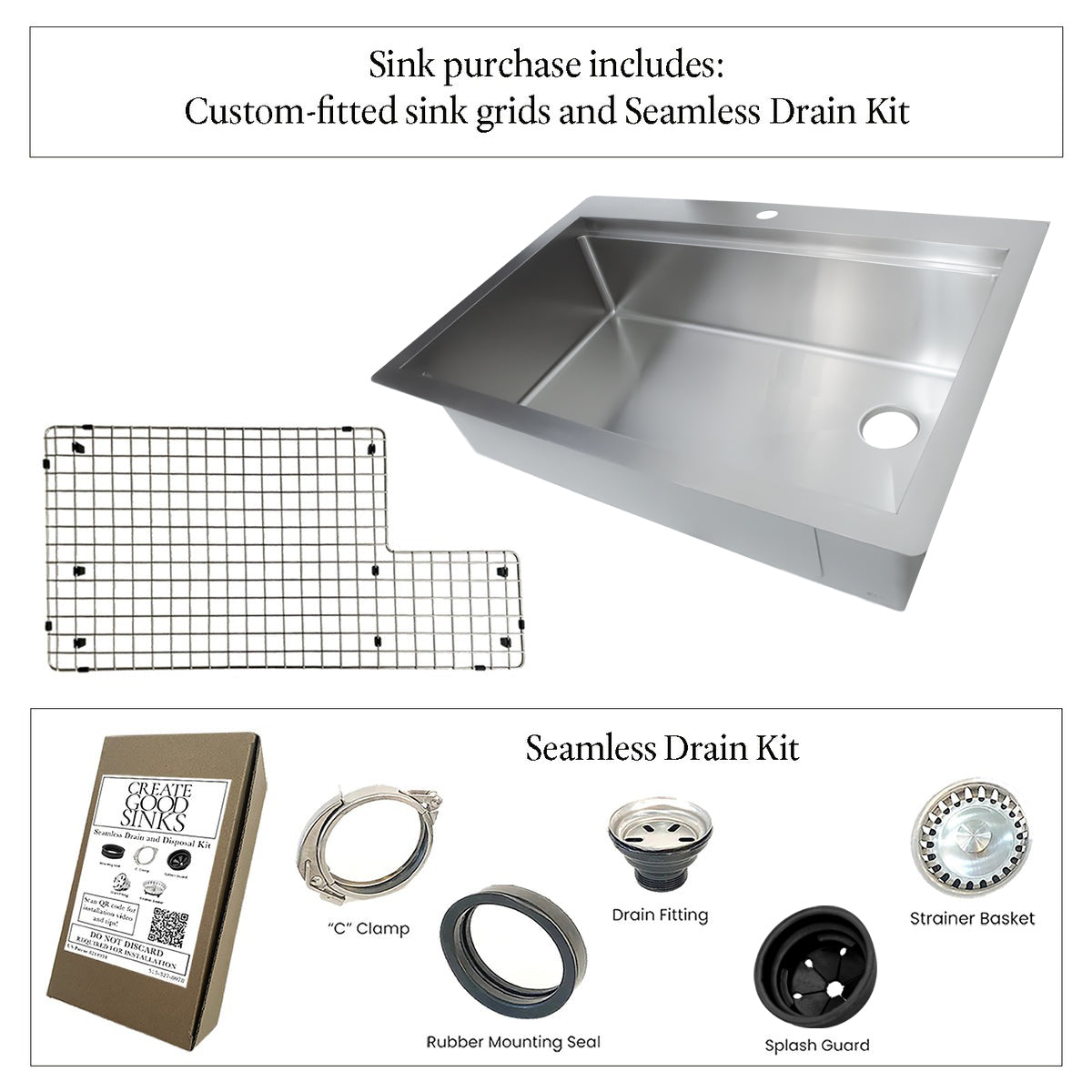 33" Top-Mount Workstation Sink – 16 Gauge Stainless Steel Single Bowl – Right Offset Drain – Seamless Drain (5TMLS33R)