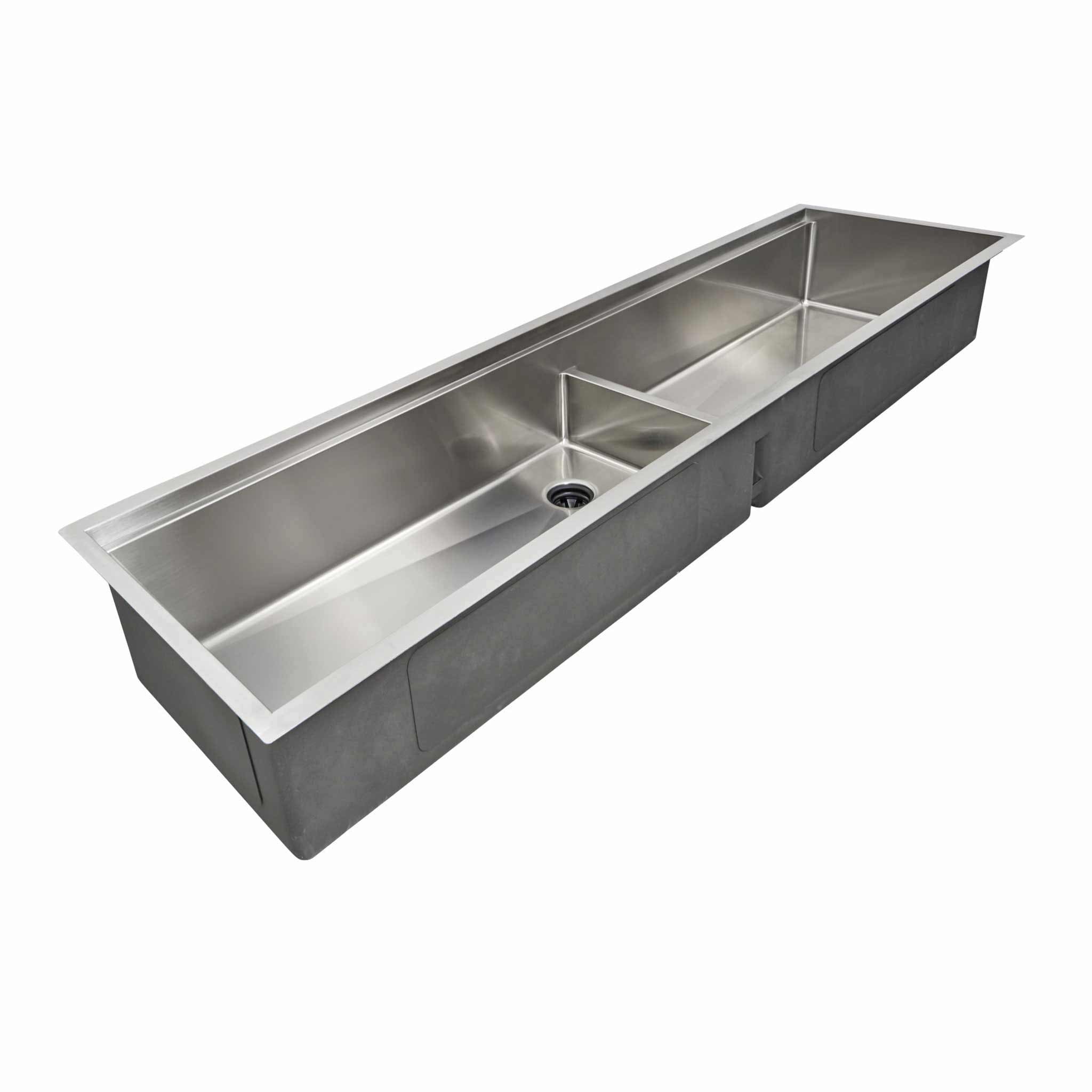 84" Large Workstation Kitchen Sink - Undermount Double Bowl - Offset Drain (5LD84)