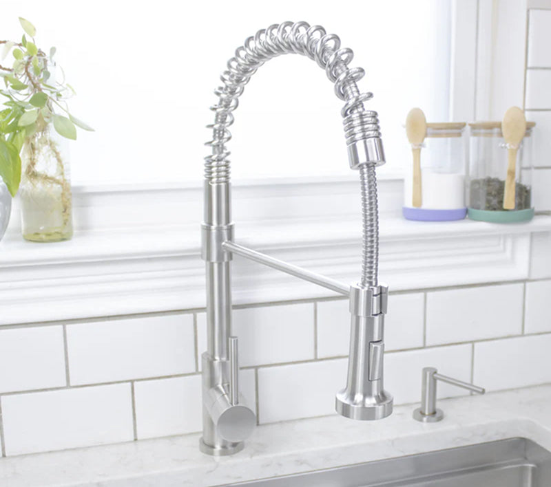 Joey kitchen faucet in solid stainless steel by Create Good Sinks