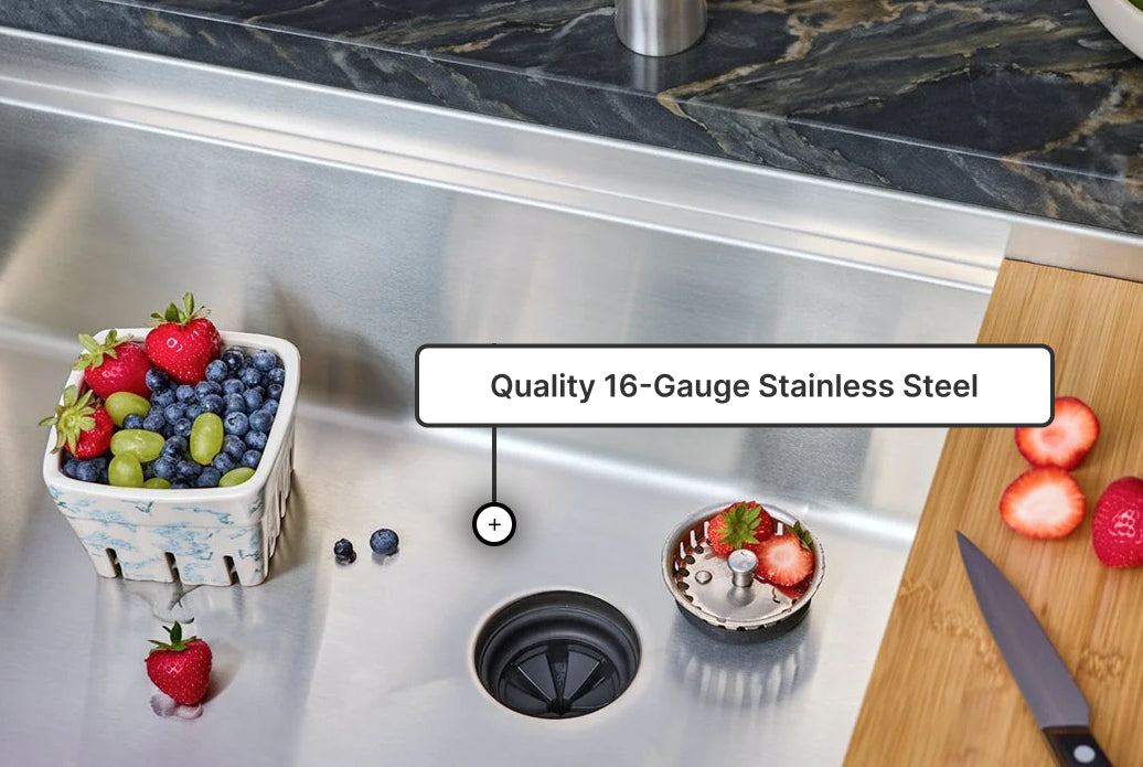 16-gauge 304 stainless steel kitchen sink construction