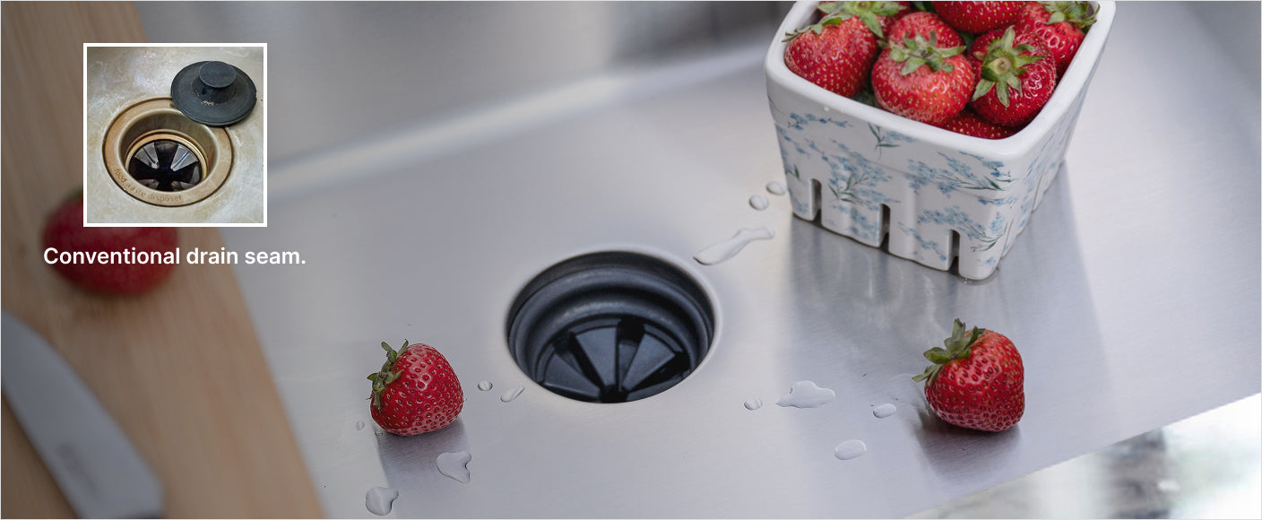 Video comparing a conventional sink drain with the Seamless Centerpiece Drain
