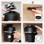 Step-by-step installation of a Seamless Drain and Disposal Kit onto a garbage disposal unit, ensuring a secure and leak-proof fit.