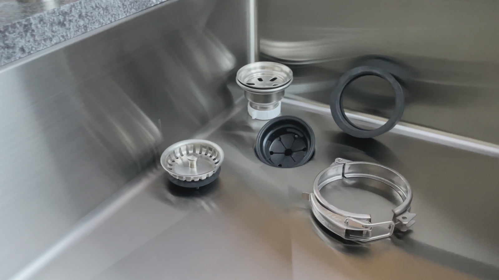 Video showing how to connect a garbage disposal to the Seamless Centerpiece Drain using the included installation parts