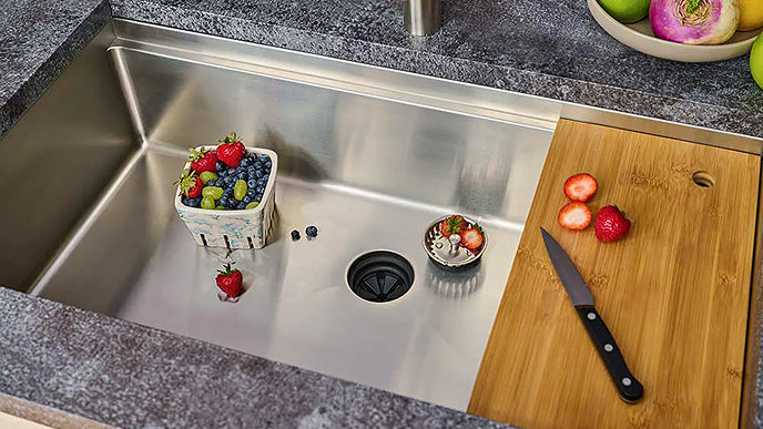 Video: thoughtfully designed stainless steel workstation kitchen sinks with a seamless drain