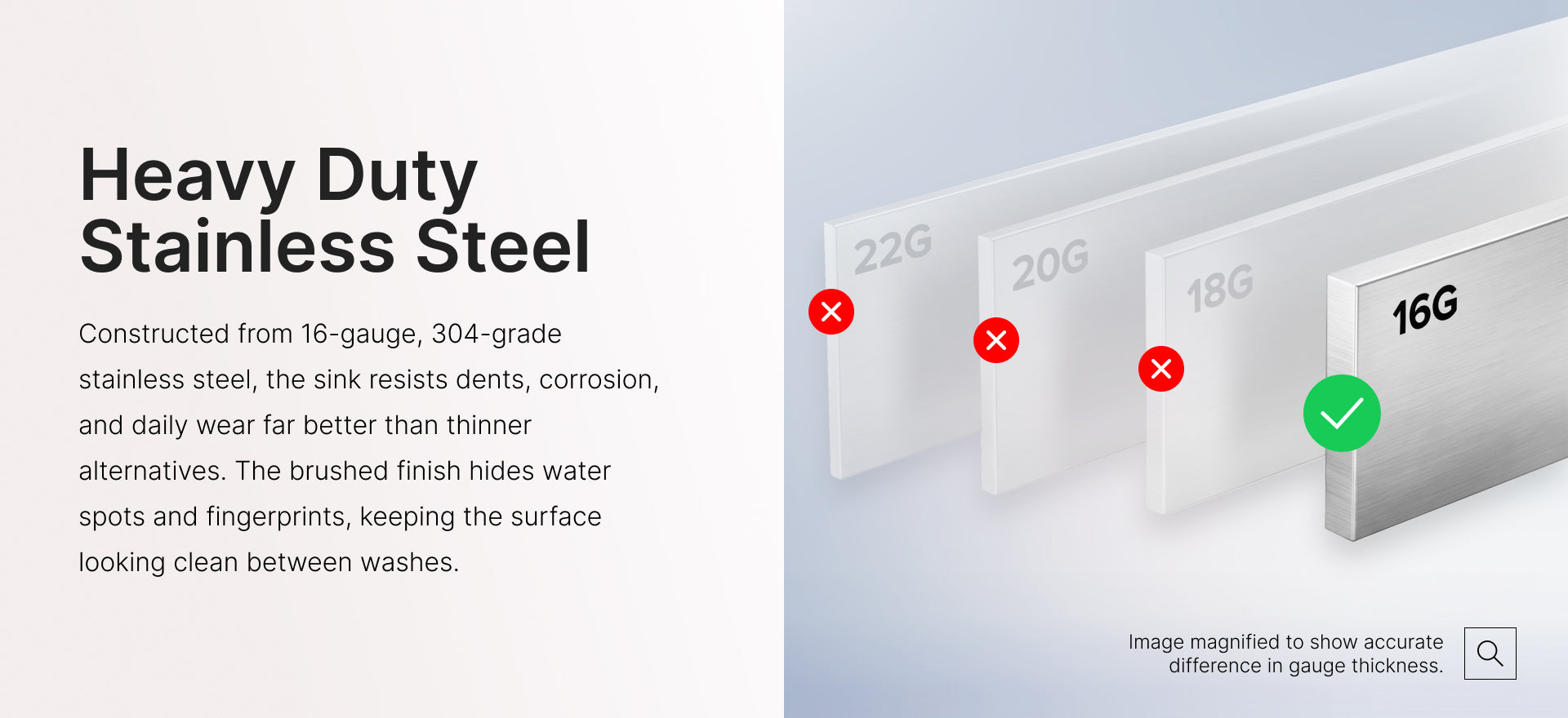 16-gauge 304 stainless steel kitchen sink construction