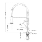 Dimension Drawing for A Stainless Steel Kitchen Faucet