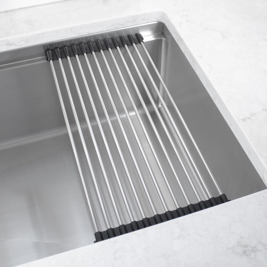 Stainless steel Bars that span an undermount kitchen sink