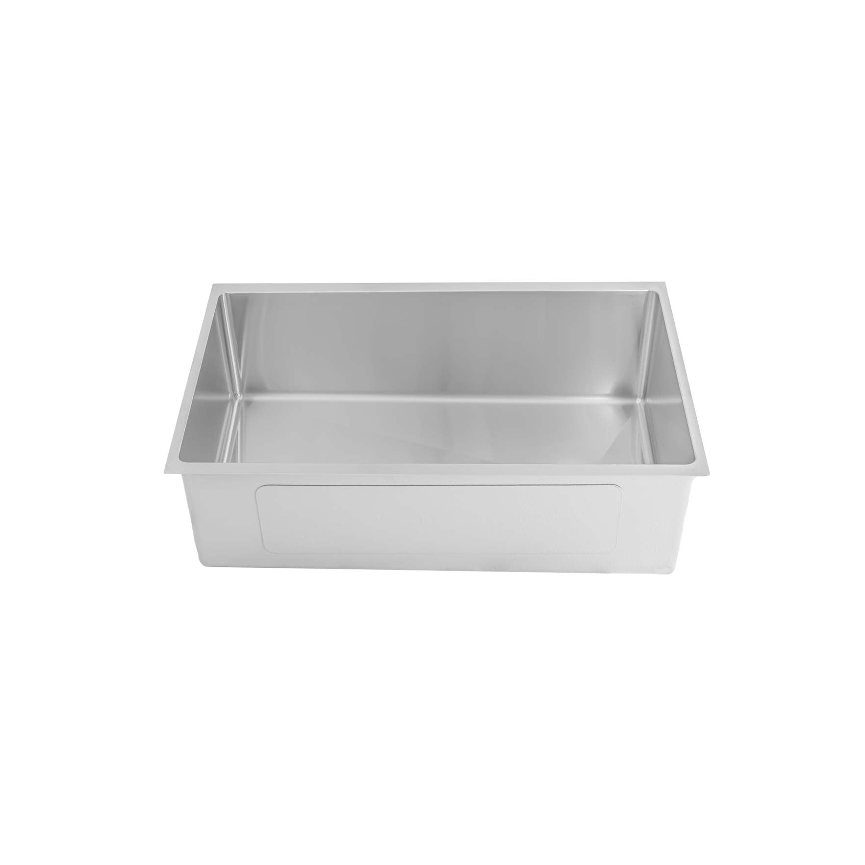 Front view of 31-inch undermount stainless steel kitchen sink with a seamless single bowl and durable 16-gauge construction.