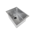 15-inch workstation bar sink with a single bowl, made of 16-gauge stainless steel. Ideal for bar or prep areas with an undermount installation.